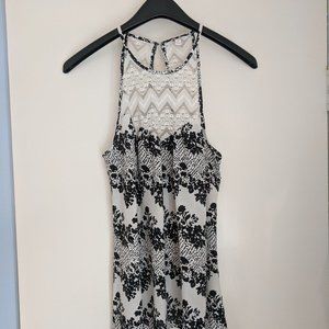 🎏3 for $20🎏 CANDIE'S white lace, floral black and white print halter top, NWOT